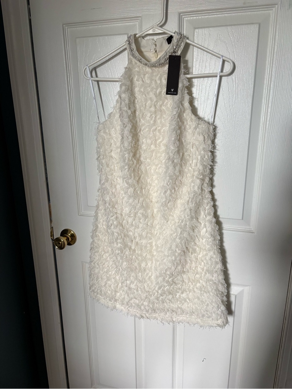 Lulu’s Sleeveless Ivory Textured Halter Dress